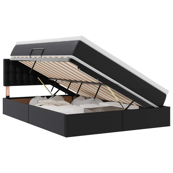 Bett mit Stauraum LED Schwarz 140x200 cm