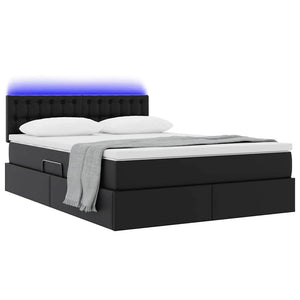 Bett mit Stauraum LED Schwarz 140x200 cm