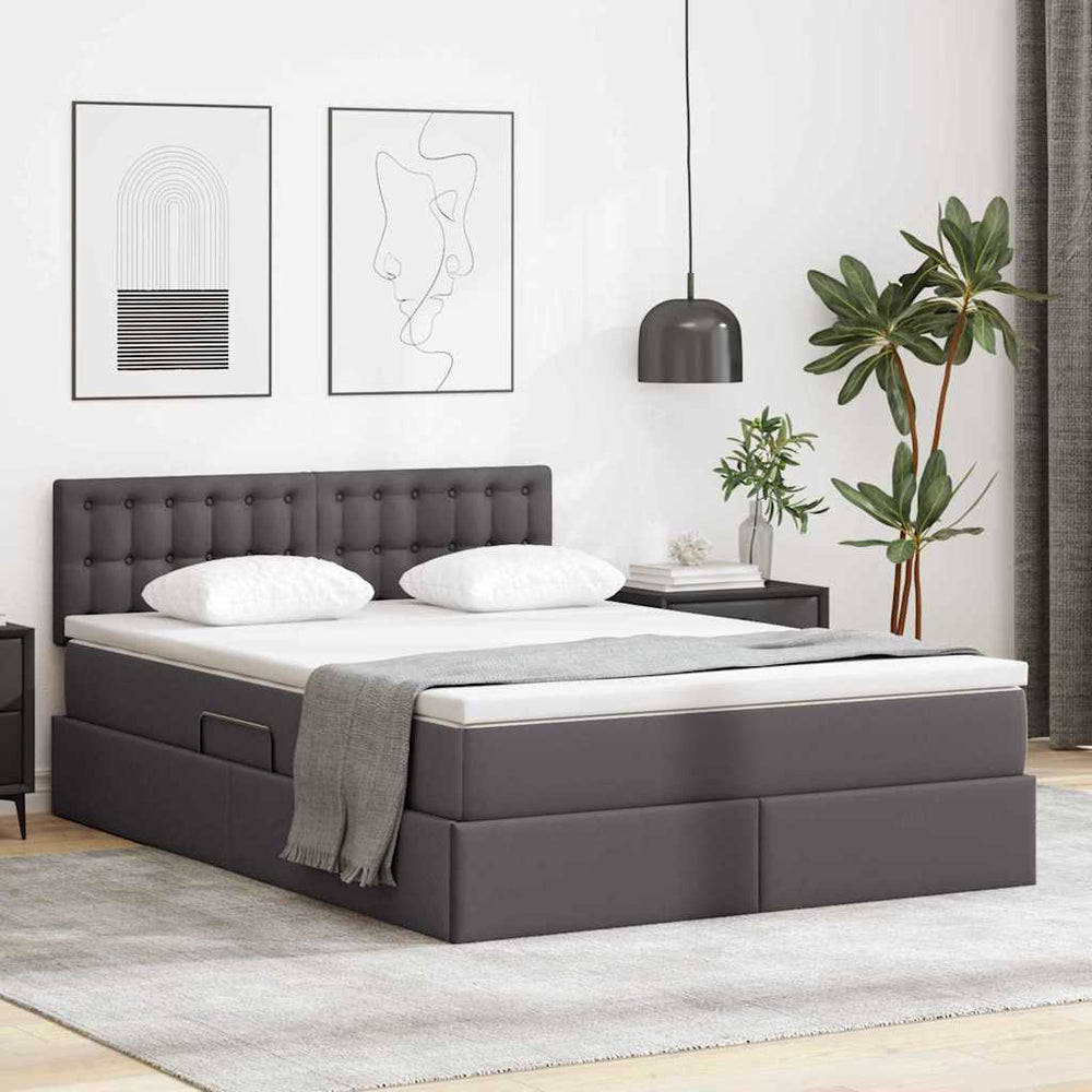 Bett mit Stauraum und LED Grau 140x200 cm