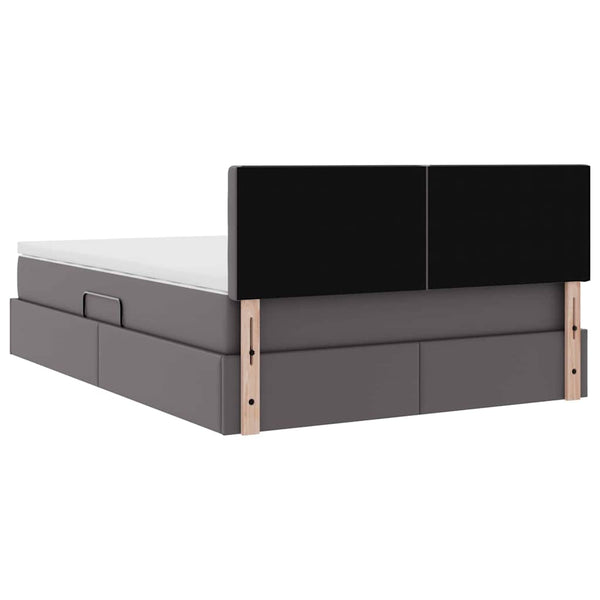 vidaXL Lit avec rangement et LED Gris 140 x 200 cm Similicuir