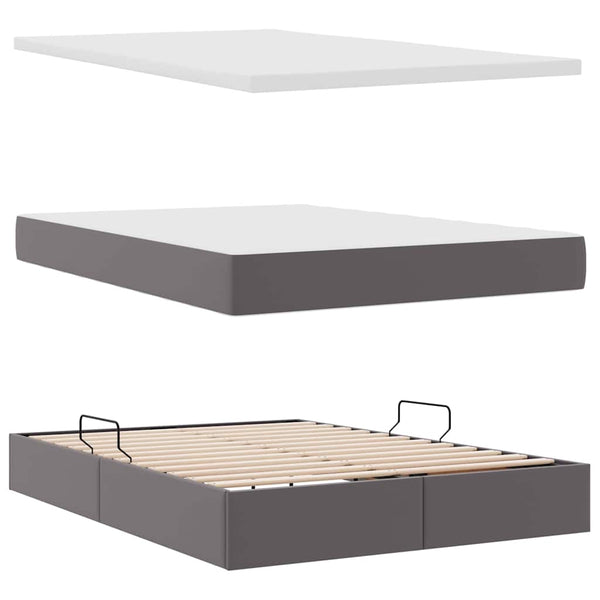 vidaXL Lit avec rangement et LED Gris 140 x 200 cm Similicuir