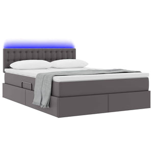 vidaXL Lit avec rangement et LED Gris 140 x 200 cm Similicuir