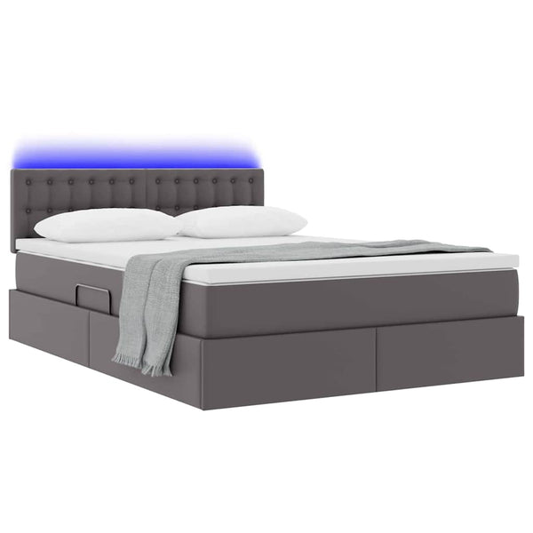 vidaXL Lit avec rangement et LED Gris 140 x 200 cm Similicuir