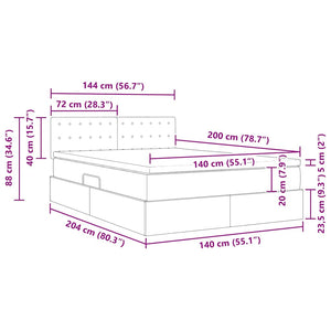 vidaXL Lit avec rangement et LED Gris 140 x 200 cm Similicuir