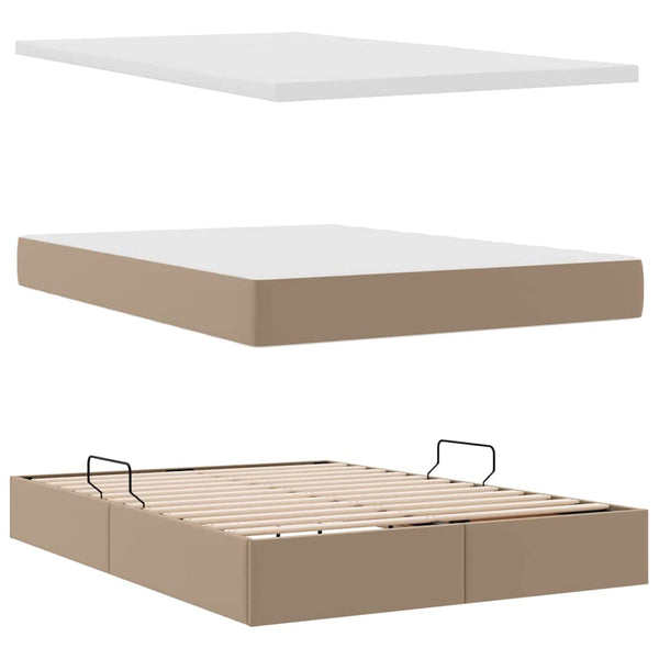 Bett mit Stauraum & LED Cappuccino 140x200 cm