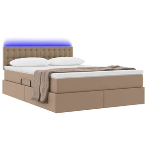 Bett mit Stauraum & LED Cappuccino 140x200 cm