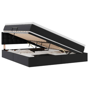 Bett mit Stauraum & LED Schwarz 160x200 cm