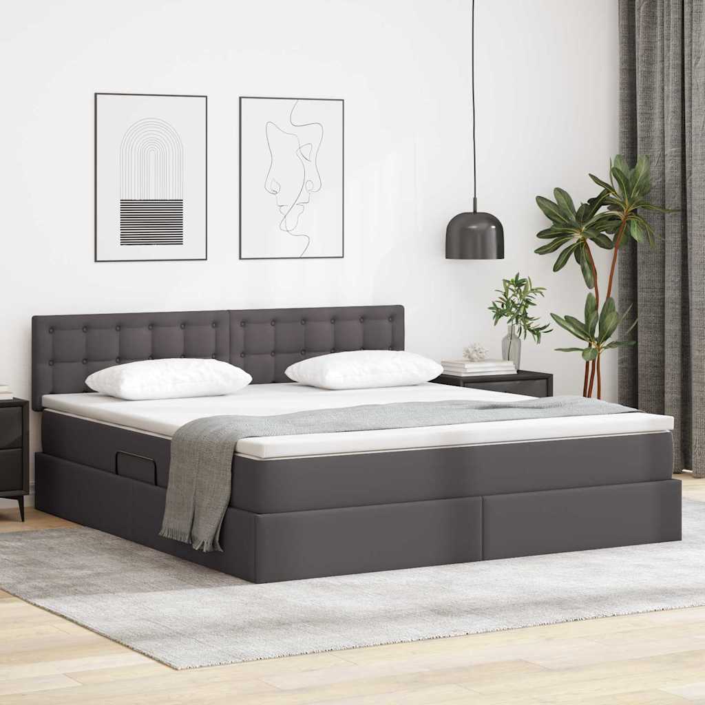 vidaXL Lit de rangement et LED avec LED Gris 160 x 200 cm Similicuir