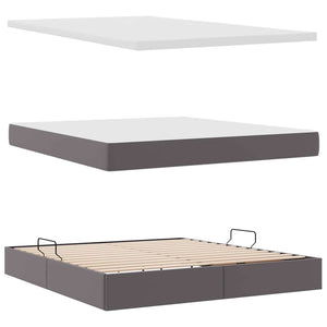 vidaXL Lit de rangement et LED avec LED Gris 160 x 200 cm Similicuir