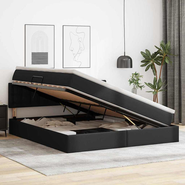 Bett mit Stauraum & LED Schwarz 180x200 cm