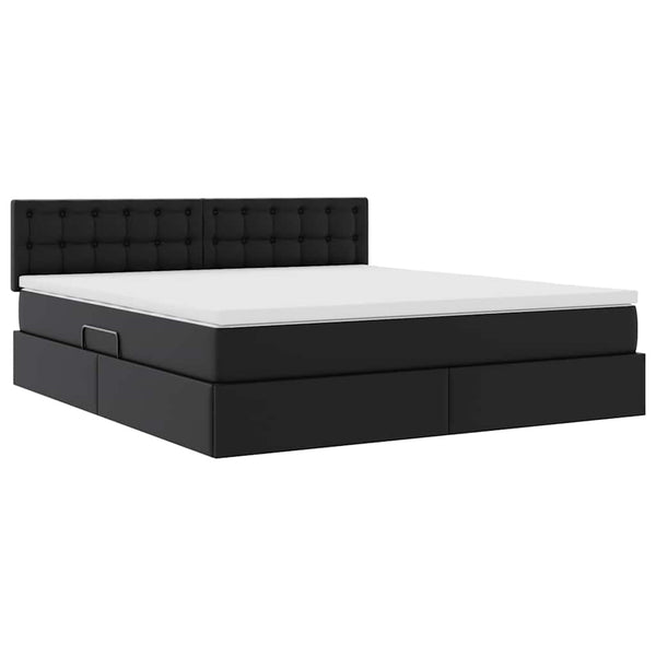 Bett mit Stauraum & LED Schwarz 180x200 cm