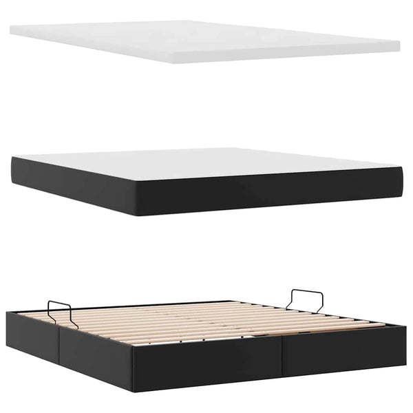 Bett mit Stauraum & LED Schwarz 180x200 cm