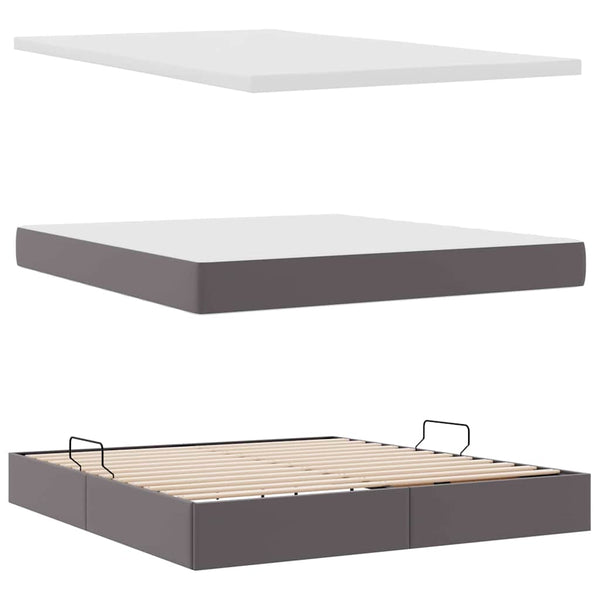 Bett mit Stauraum & LED Grau 180x200 cm