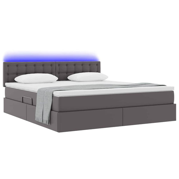 Bett mit Stauraum & LED Grau 180x200 cm