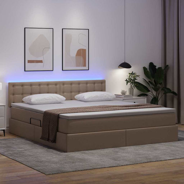 Bett mit Stauraum und LED Cappuccino 180x200 cm