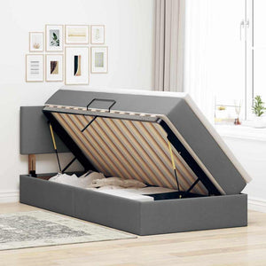 vidaXL Lit avec rangement et LED Gris foncé 90 x 190 cm Tissu