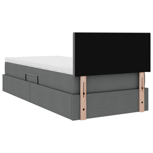 vidaXL Lit avec rangement et LED Gris foncé 90 x 190 cm Tissu