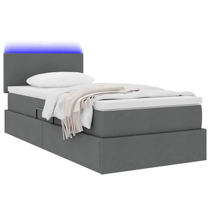 vidaXL Lit avec rangement et LED Gris foncé 90 x 190 cm Tissu