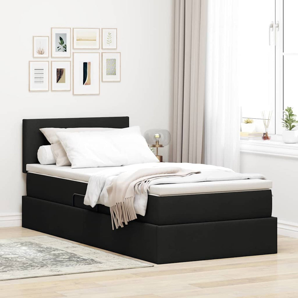 Stauraumbett mit LED Schwarz 90x190 cm