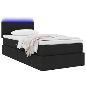 Stauraumbett mit LED Schwarz 90x190 cm