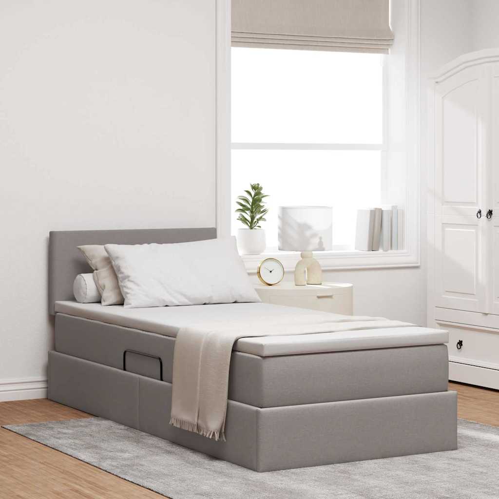 Stauraumbett mit LED Kopfteil Taupe 90x190 cm