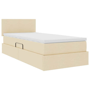 Bett mit Stauraum, LED & Matratze Creme 90x190 cm