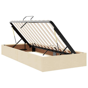 Bett mit Stauraum, LED & Matratze Creme 90x190 cm
