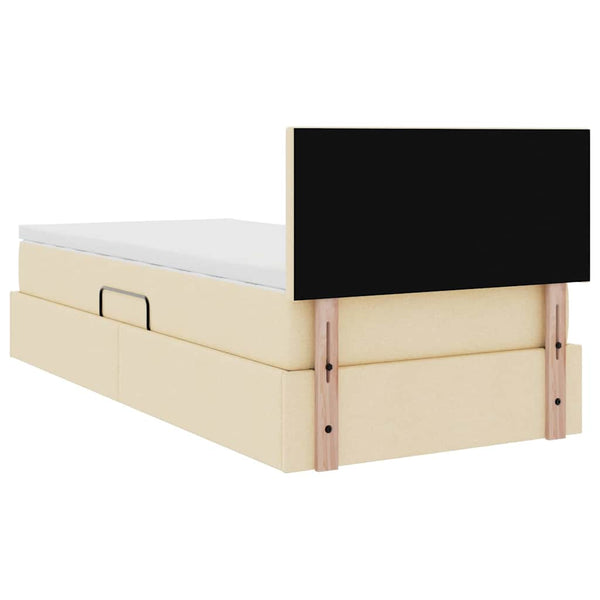 Bett mit Stauraum, LED & Matratze Creme 90x190 cm