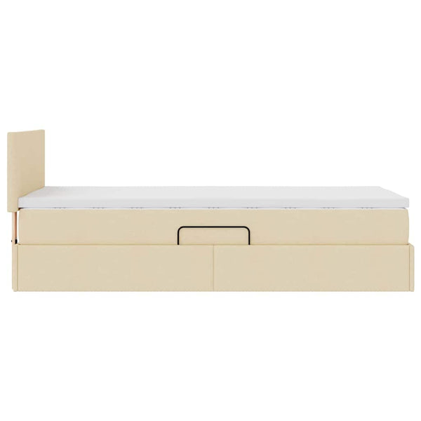 Bett mit Stauraum, LED & Matratze Creme 90x190 cm