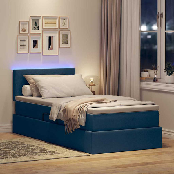 Bett mit Stauraum und LED Blau 90x190 cm