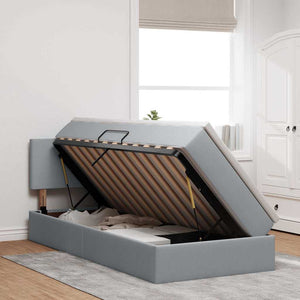 Bett mit Stauraum & LED Hellgrau 90x200 cm