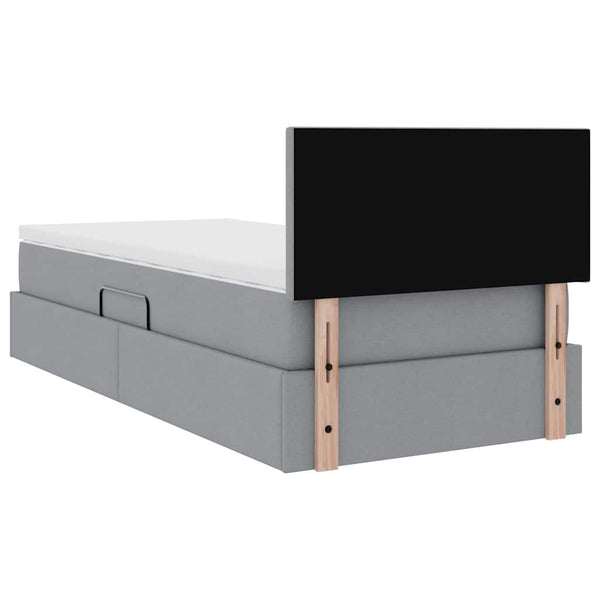 Bett mit Stauraum & LED Hellgrau 90x200 cm