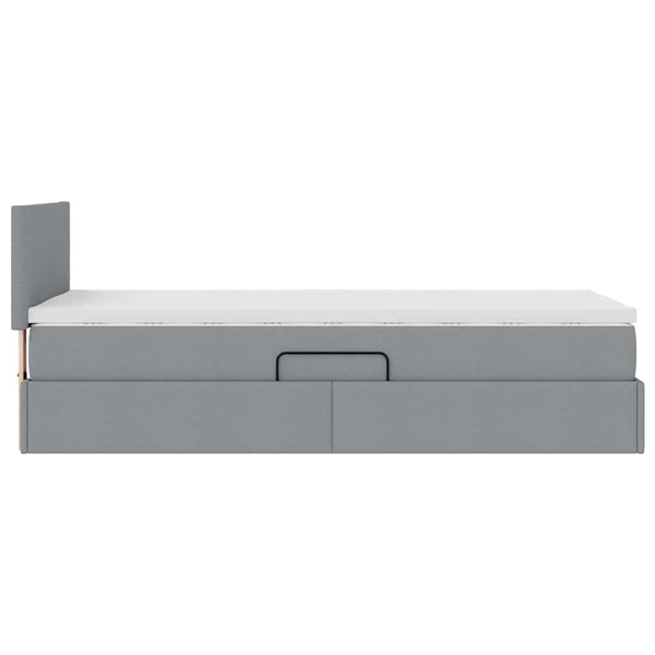 Bett mit Stauraum & LED Hellgrau 90x200 cm
