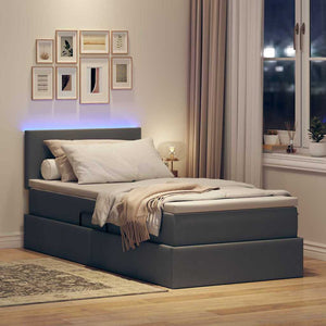 vidaXL Lit avec rangement et LED Gris foncé 90 x 200 cm Tissu