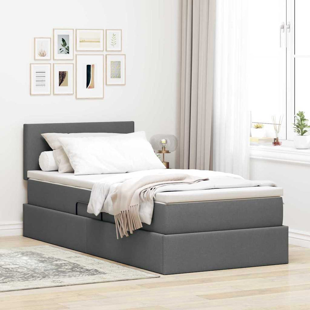 Stauraumbett mit LED Dunkelgrau 90x200 cm