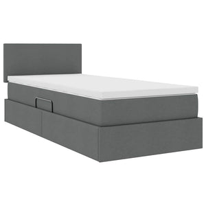 vidaXL Lit avec rangement et LED Gris foncé 90 x 200 cm Tissu