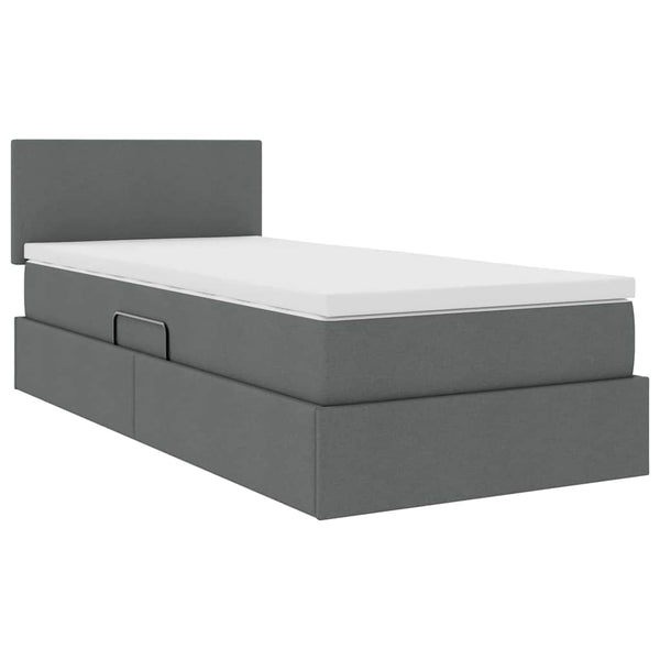 vidaXL Lit avec rangement et LED Gris foncé 90 x 200 cm Tissu