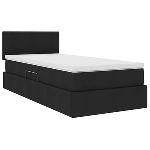 Bett mit Stauraum und LED Schwarz 90x200 cm