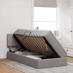 Bett mit Stauraum, LED & Matratze Taupe 90x200 cm