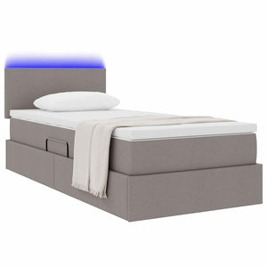 Bett mit Stauraum, LED & Matratze Taupe 90x200 cm