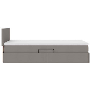 Bett mit Stauraum, LED & Matratze Taupe 90x200 cm