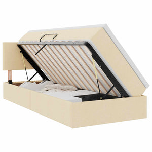 Bett mit Stauraum, LED & Matratze Creme 90x200 cm