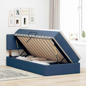 Bett mit Stauraum, LED & Matratze Blau 90x200 cm