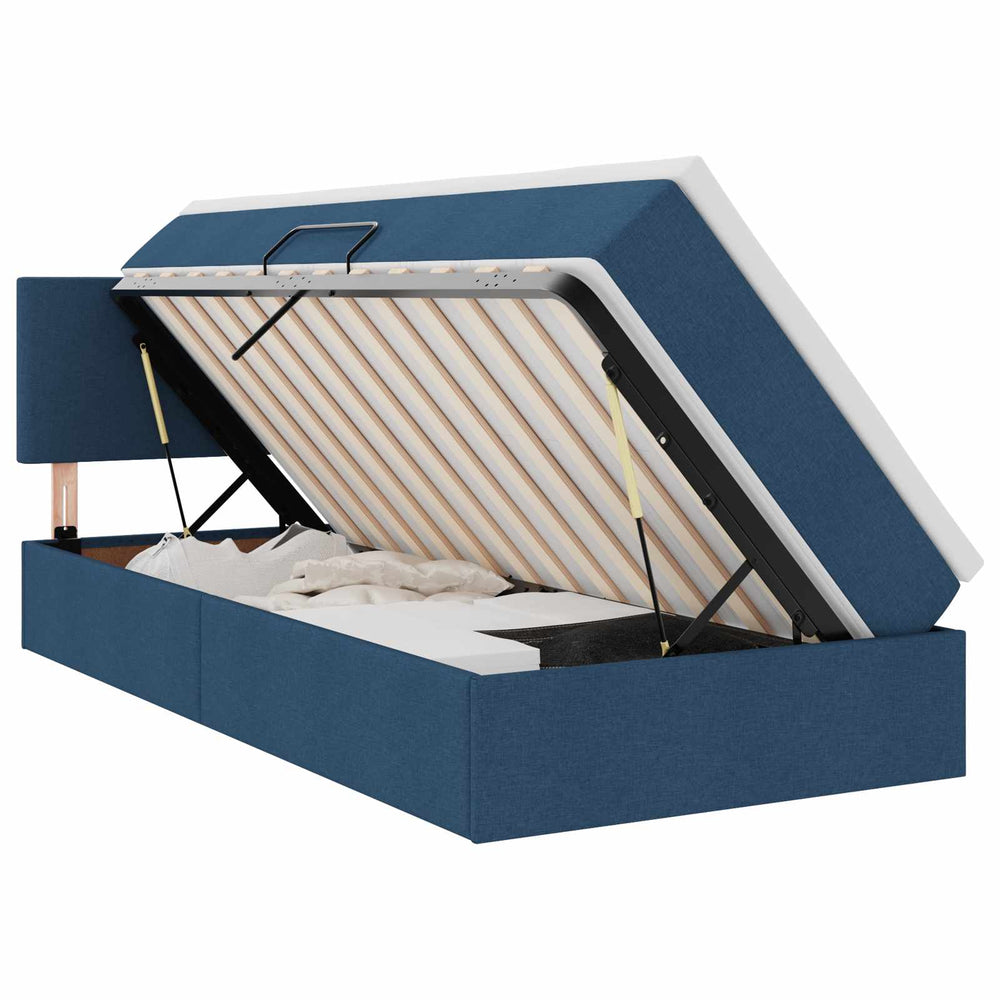 Bett mit Stauraum, LED & Matratze Blau 90x200 cm