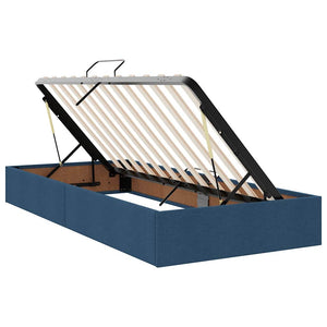 Bett mit Stauraum, LED & Matratze Blau 90x200 cm