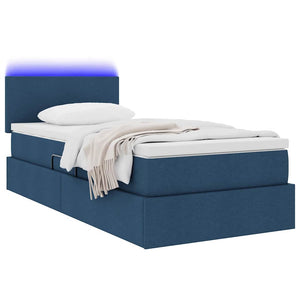 Bett mit Stauraum, LED & Matratze Blau 90x200 cm