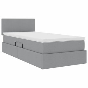 Bett mit Stauraum & LED Hellgrau 100x200 cm