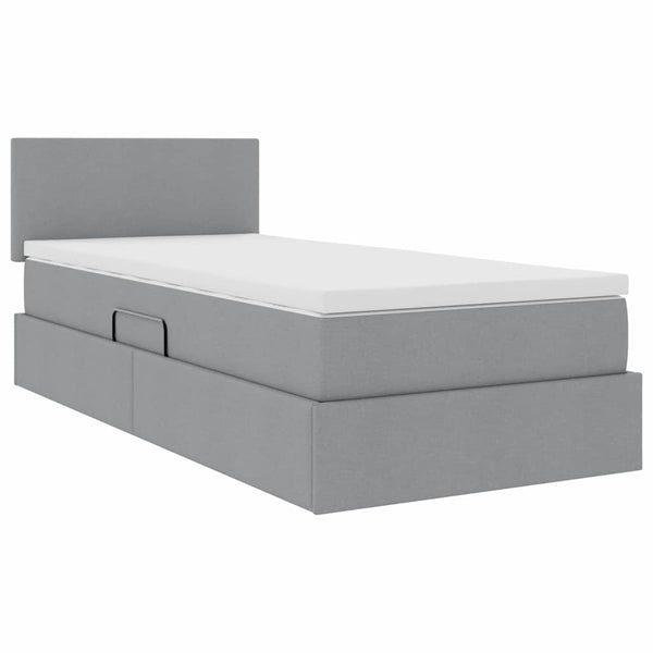 Bett mit Stauraum & LED Hellgrau 100x200 cm