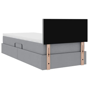Bett mit Stauraum & LED Hellgrau 100x200 cm