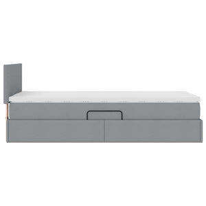 Bett mit Stauraum & LED Hellgrau 100x200 cm